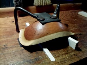 Softwood wedges keep the bowl from tipping.