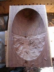 Adze work done on one half.  