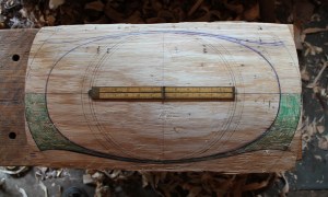Layout on the upper surface of the bowl blank