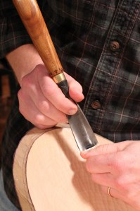 Start at the far corner of the edge...