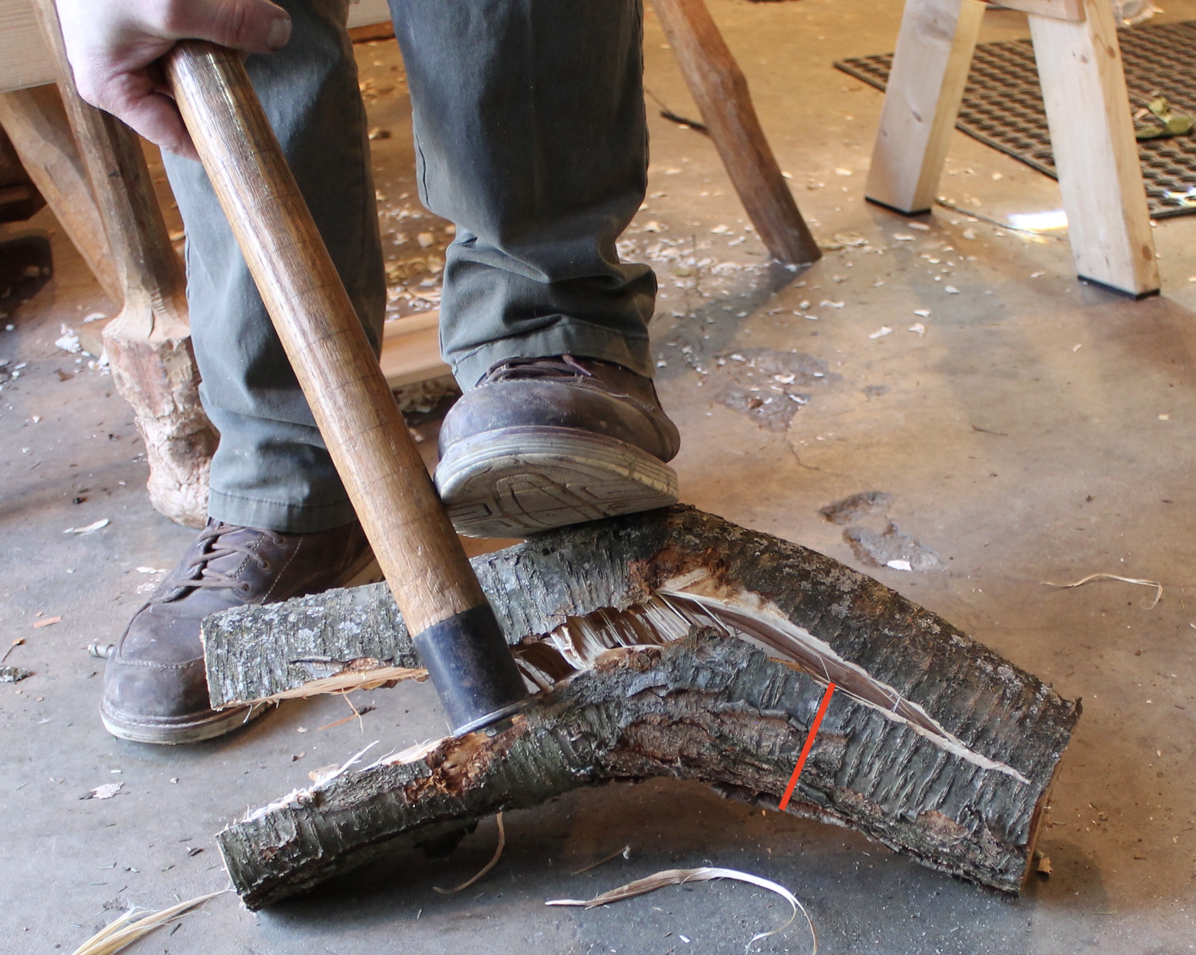 Riving a Cherry Crook | David Fisher, Carving Explorations